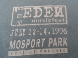 Eden Festival Tragically Hip1996 Staff T-Shirt Live Cure Size XL Green M... - £23.51 GBP