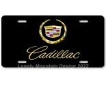 Cadillac Inspired Art Gold on Black FLAT Aluminum Novelty Auto License T... - $16.19
