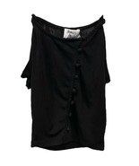 PRINCESS POLLY Women&#39;s Black Loop Button Down 1/4 Sleeve Blouse Top Size... - $12.93 CAD
