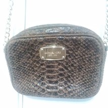 Michael Kors Women&#39;s Python Embossed Hamilton Leather Crossbody  Brown Small - £59.34 GBP