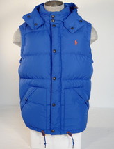 Polo Ralph Lauren Blue Elmwood Down Filled Hooded Winter Vest Men&#39;s Larg... - $296.99