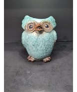 Owl Jug Pitcher, Turquoise Ceramic, Blue Green Brown Footed Jug, 50 Ounce - $54.31 CAD