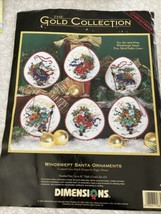 Dimensions Gold Christmas collection Windswept Santa ornaments Kit 8530 Complete - £88.37 GBP