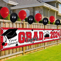 Red and Black Graduation Decorations Class of 2024 Yard Sign Banner with... - £11.64 GBP