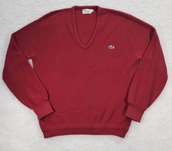 VTG Izod Lacoste 100% Acrylic V Neck Sweater Mens Sz XL Red Long Sleeve ... - $22.16