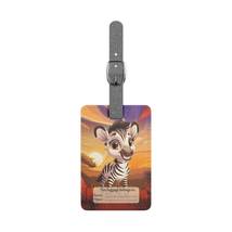 Luggage Tag for Kids Cute Zebra in Safari | Rectangle Saffiano Polyester... - £15.65 GBP