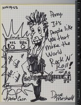 Dave Meshell (Peter Case) Autographed Signed Pen Sketch on Paper tob - £35.60 GBP