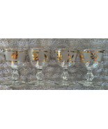 4 Vintage Mid-Century Modern Libbey Frosted Gold Leaf Liqueur Aperitif G... - £19.97 GBP