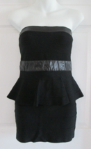 BEBE Strapless Peplum Bodycon Black Party Cocktail Club Sheath Dress (S) - £14.12 GBP