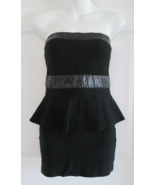 BEBE Strapless Peplum Bodycon Black Party Cocktail Club Sheath Dress (S) - $24.36 CAD