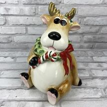 Fitz &amp; Floyd 2004 Reindeer Moose Cookie Jar Canister eBay Exclusive Chri... - $65.67