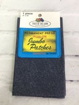 VTG Fruit Of The Loom Permanent Press Iron On 1 Jumbo Patch Repair Blue USA Made - £9.40 GBP
