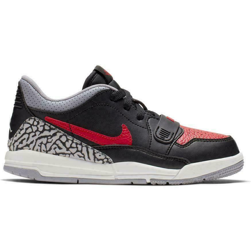 Jordan Legacy 312 Low PS Black Red Bred Cement Kids Shoes Sneakers CD9055 006