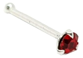 Nose Stud Tiny Silver Tri Claw Set Ruby Red Gem 22g (0.6 mm) Ball End Stud - £3.99 GBP