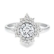 Art Deco Engagement Ring Vintage Diamond Halo Ring, Antique Wedding Ring, Bridal - £104.90 GBP