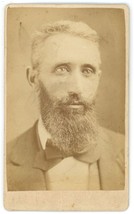 CIRCA 1870&#39;S CDV Man Beard With Haunting Eyes Suit &amp; Tie Young Steubenville, OH - £9.53 GBP