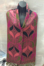 Paisley Hot Pink&amp;Black Paisley Pashmina Warm Soft Scarf Ladies Women - £15.71 GBP