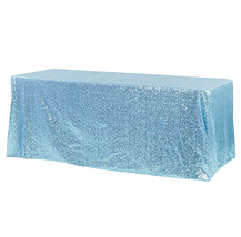 ShinyBeauty Light Blue Sequin 50&#39;&#39;x80&#39;&#39; Tablecloth Decor Dining Table Cover - £11.44 GBP