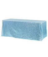 ShinyBeauty Light Blue Sequin 50&#39;&#39;x80&#39;&#39; Tablecloth Decor Dining Table Cover - £11.62 GBP