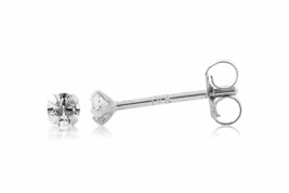 Created Diamond Round Petite Prong Stud Earrings 14K White Gold 0.10Ct - £19.84 GBP