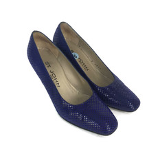 St. John Women&#39;s Classic Royal Blue Embellished Leather Heels Pumps Ital... - £51.49 GBP