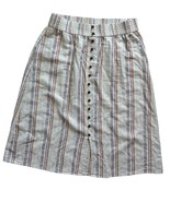 Sonoma Womens Midi Skirt Size L Tan Stripe Linen Blend Coastal Beachy Su... - $347.33 MXN