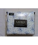 NIP Ralph Lauren Queen Sheet Set White w/ Blue Floral Design 100% Cotton - £84.67 GBP