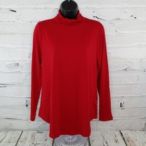 JM Collection Petite Womens Medium (M) Classic Turtle Neck Top T-Shirt Red Amore - £9.06 GBP