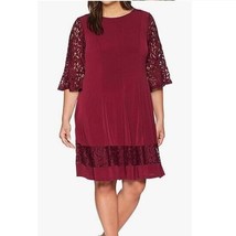Jessica Howard Womens 18 Wine Red Lace Accents 3/4 Sleeves Dress NWT BU86 - £34.67 GBP