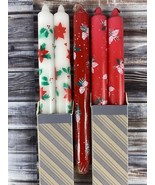 Avon Christmas Holiday Red White Taper Candles - 10.5&quot; - Lot of 5 - New - £15.49 GBP