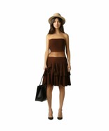 Jonathan Martin Vintage 80&#39;s Ruffle Tiered Brown Skirt Size M - $47.54 CAD