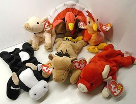 Lot Of 6 Beanie Babies Snort, Derby, Strut, Daisy, Gobbles &amp; Knuckles - £14.59 GBP