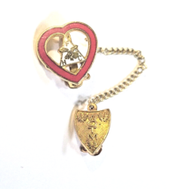 Vintage Moose Lodge Heart Pin with Charm - £4.74 GBP