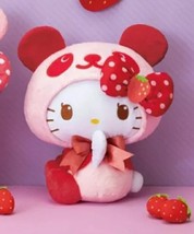 Japan Panda Hello Kitty Strawberry Big Plush ver.2 - 35cm Valentine&#39;s Day - $1,125.24 MXN