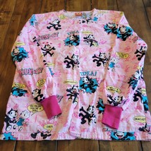 Womens M Scrub Top Felix the Cat Hospital Uniform Healthcare - £15.30 GBP