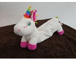 Lisa Frank Markie Unicorn Horse Plush Pencil Holder Bag Rainbow White Pink - £19.74 GBP