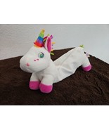 Lisa Frank Markie Unicorn Horse Plush Pencil Holder Bag Rainbow White Pink - $24.73