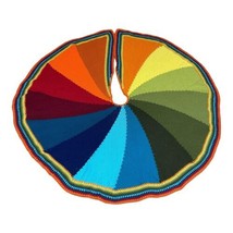 Color Wheel Rainbow Crochet Poncho Cape Shawl Serape LARGE 58&quot; Boho Hand... - £147.04 GBP