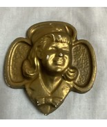 Vintage Girl Scout Gold Trefoil Chalkware Wall Hanging - £14.92 GBP