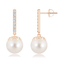 Authenticity Guarantee

ANGARA Freshwater Pearl &amp; Diamond Bar Drop Earrings 1... - $1,088.10