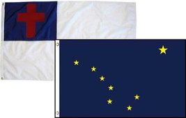 2x3 Christian Christ &amp; State Alaska 2 Pack Flag Wholesale Combo 2&#39;x3&#39; Banner Gro - £7.56 GBP