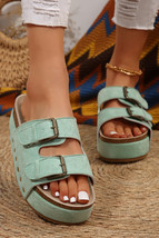 Suede Buckle Decor Footbed Sandal Slippers - $590.53 MXN