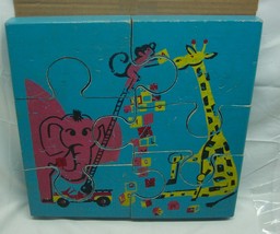Antique 1950&#39;s Double Sided Children&#39;s WOOD PUZZLE Mid Century Pop Art Animals - £58.38 GBP