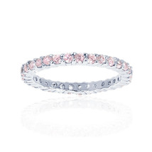 1.00 Carat Round Cut Pink Cubic Zirconia Eternity Band Silver - £40.59 GBP