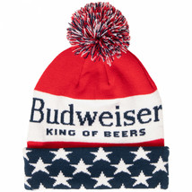 Budweiser King of Beers Patriotic Knit Cuff Pom Beanie Multi-Color - $29.98