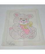 Cross Stitch Canvas Cute Teddy Bear Hand Drawn by 3 Lillipop Craft - £23.25 GBP