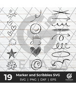 Marker and Scribbles SVG Bundle, Marker and Scribbles Cut Files, Doddle ... - $37.25 MXN