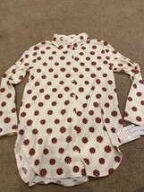 New Lularoe Small Red Blk Cream Dots Valentina Button Down Collar Blouse... - £14.50 GBP