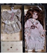 Wood Trunk w/ Porcelain Doll Ruffles &amp; Bows and Extra Clothing NIB - £35.97 GBP