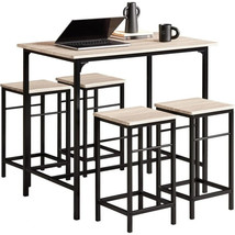 Bar Set-1 Bar Table and 4 Stools, Home Kitchen Breakfast Furniture Dinin... - £157.11 GBP